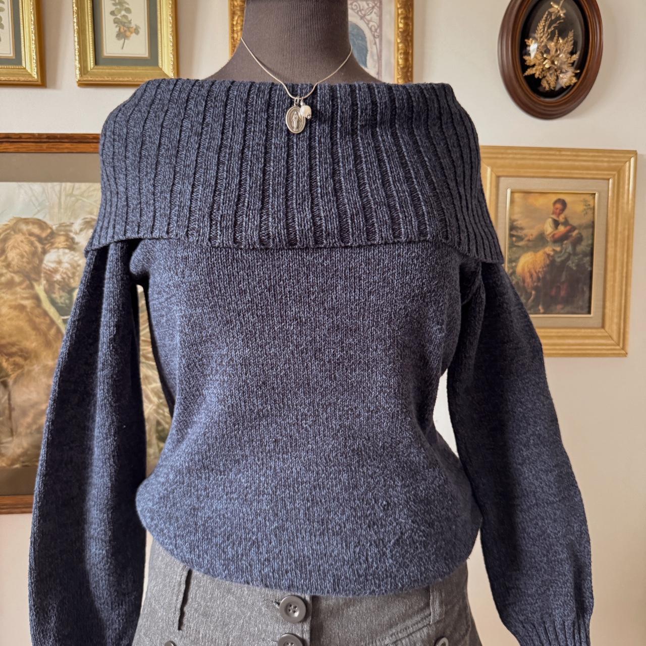 Navy off the shoulder knit sweater (M)