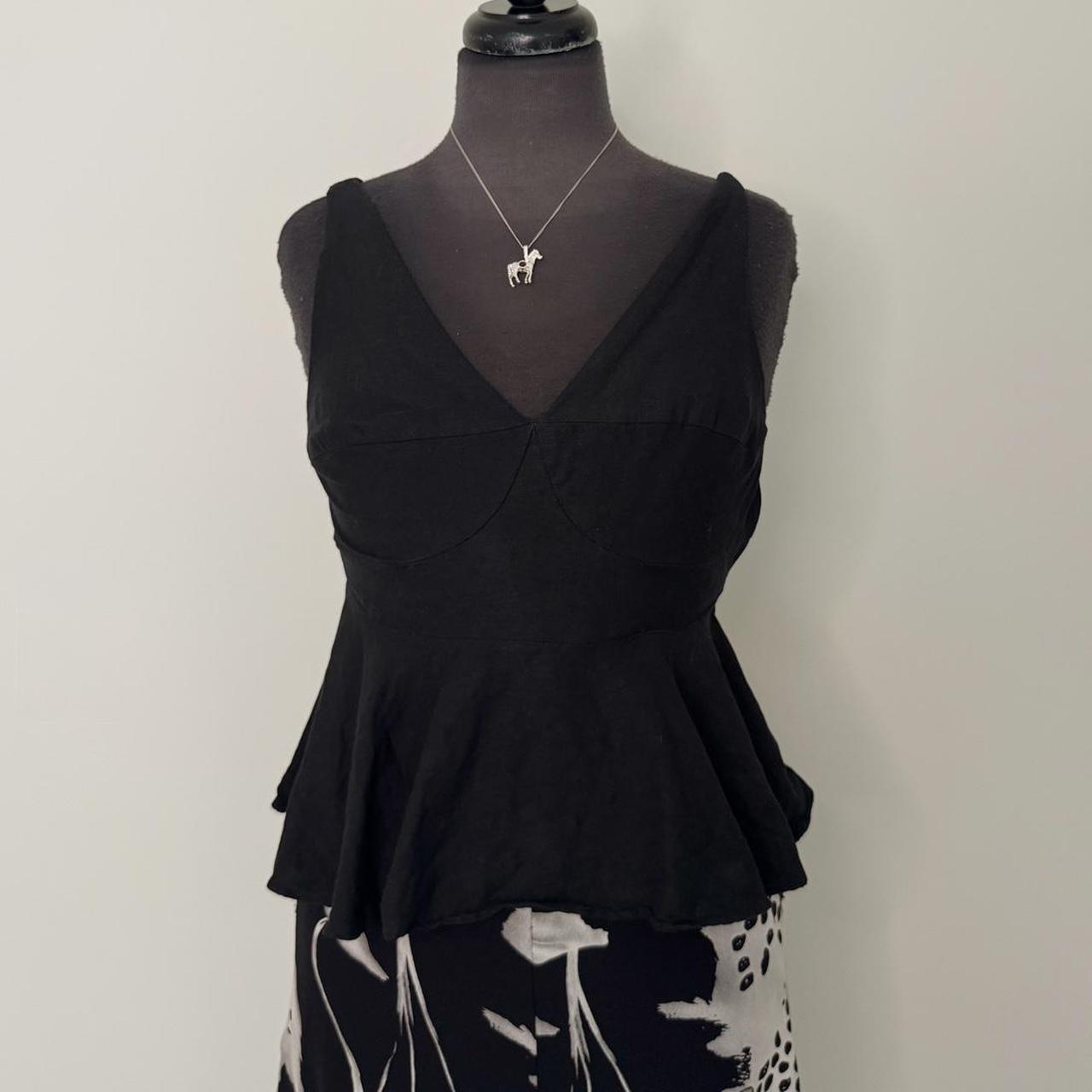 Black linen flowy tank top (XS)