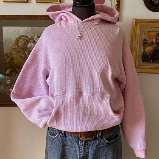 Blossom pink ribbed vintage hoodie (S)