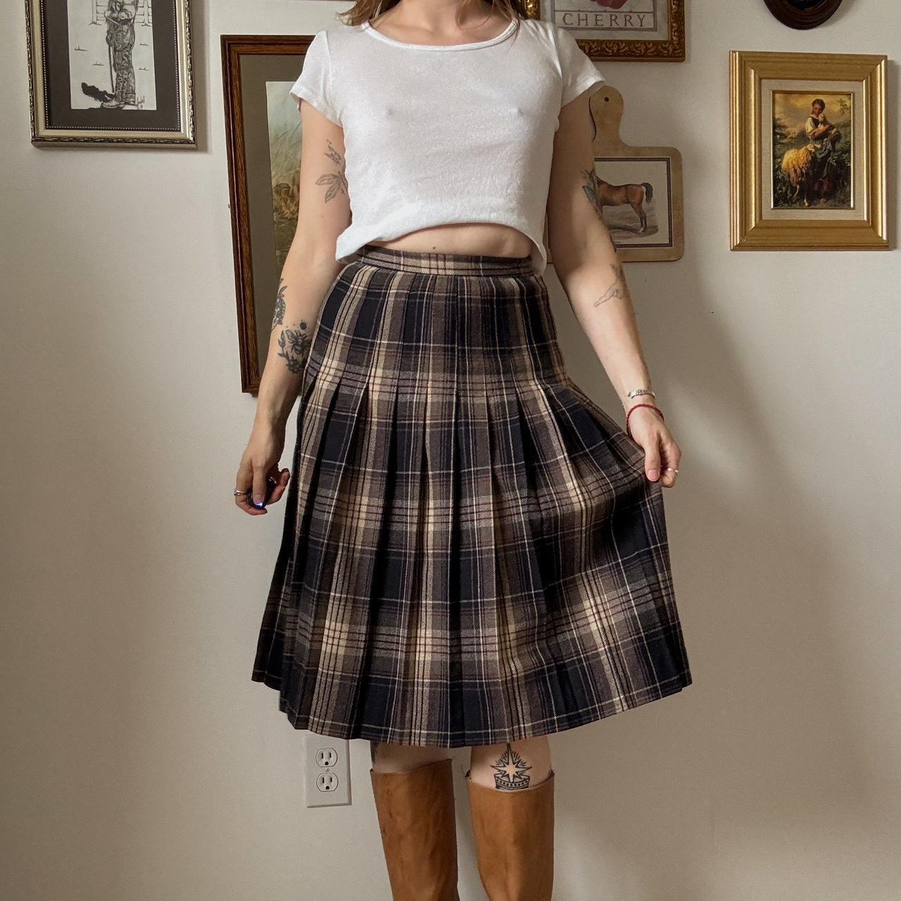 Pleated fall plaid skirt (24")