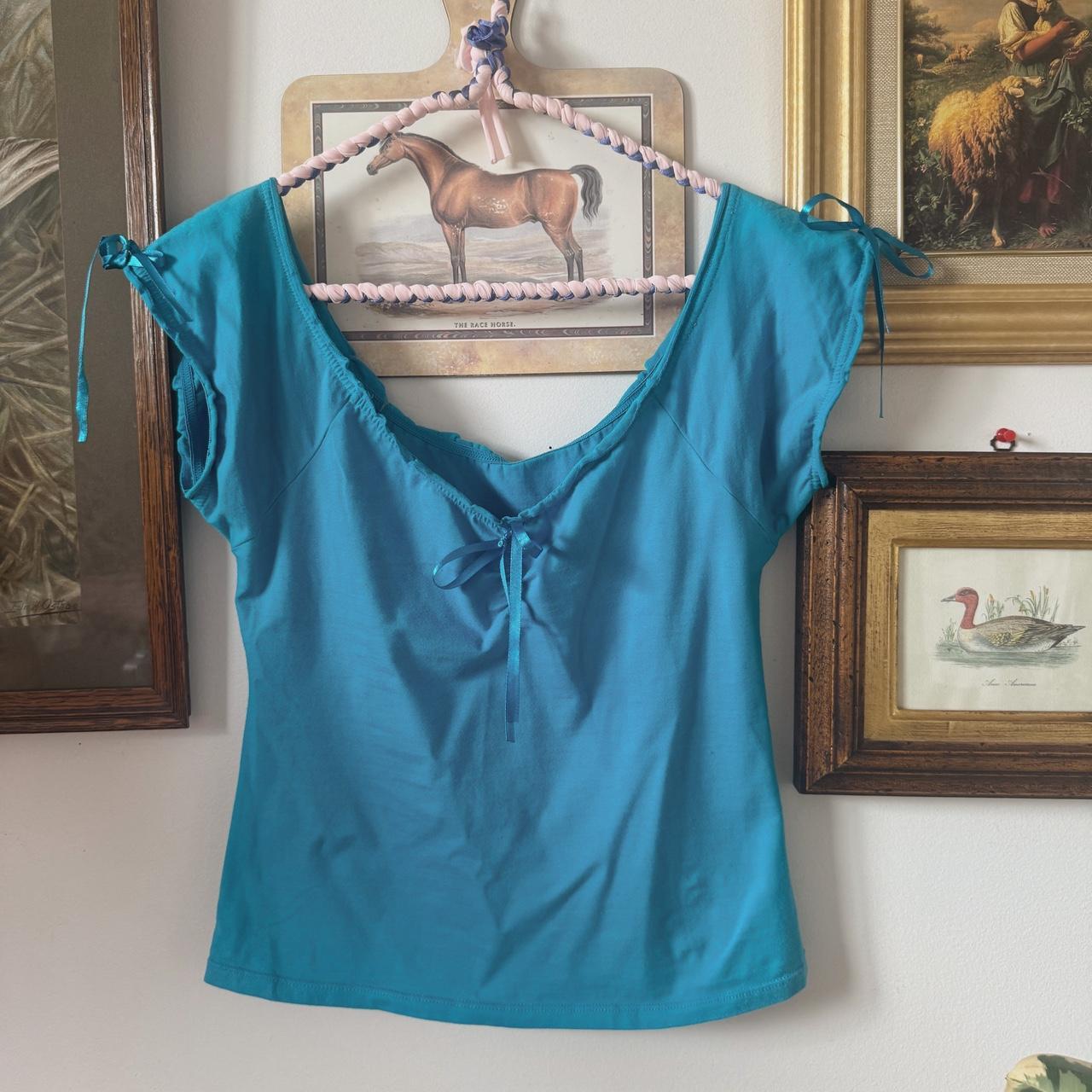 Blue y2k fairy ribbon top (S)