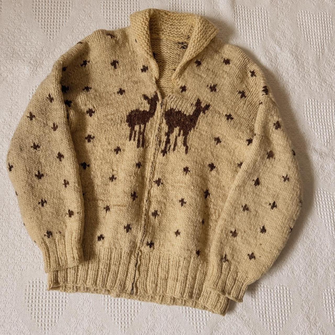 Knitted wool deer sweater (M)