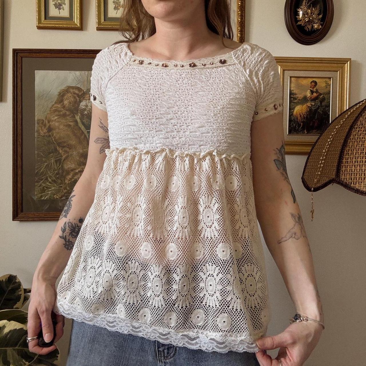 Boho crochet babydoll top (S)