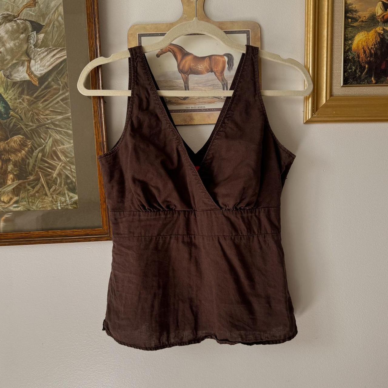 Brown linen tank (M)