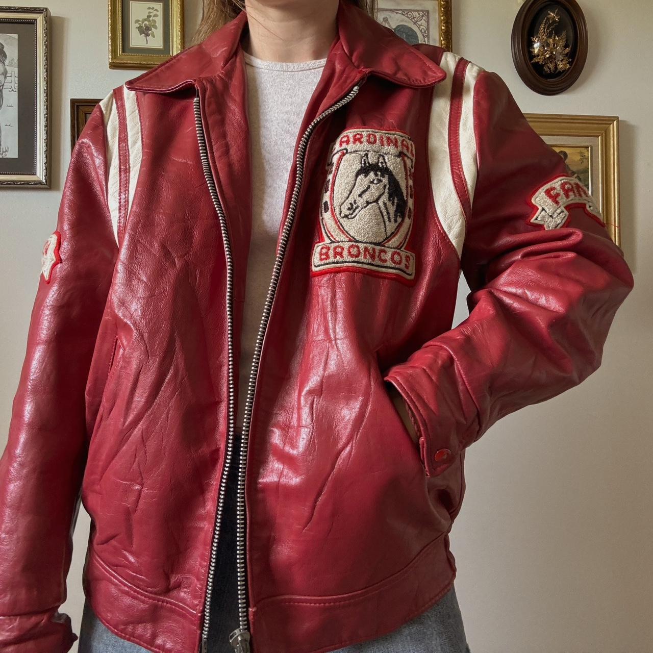 Red leather varsity jacket (XL)