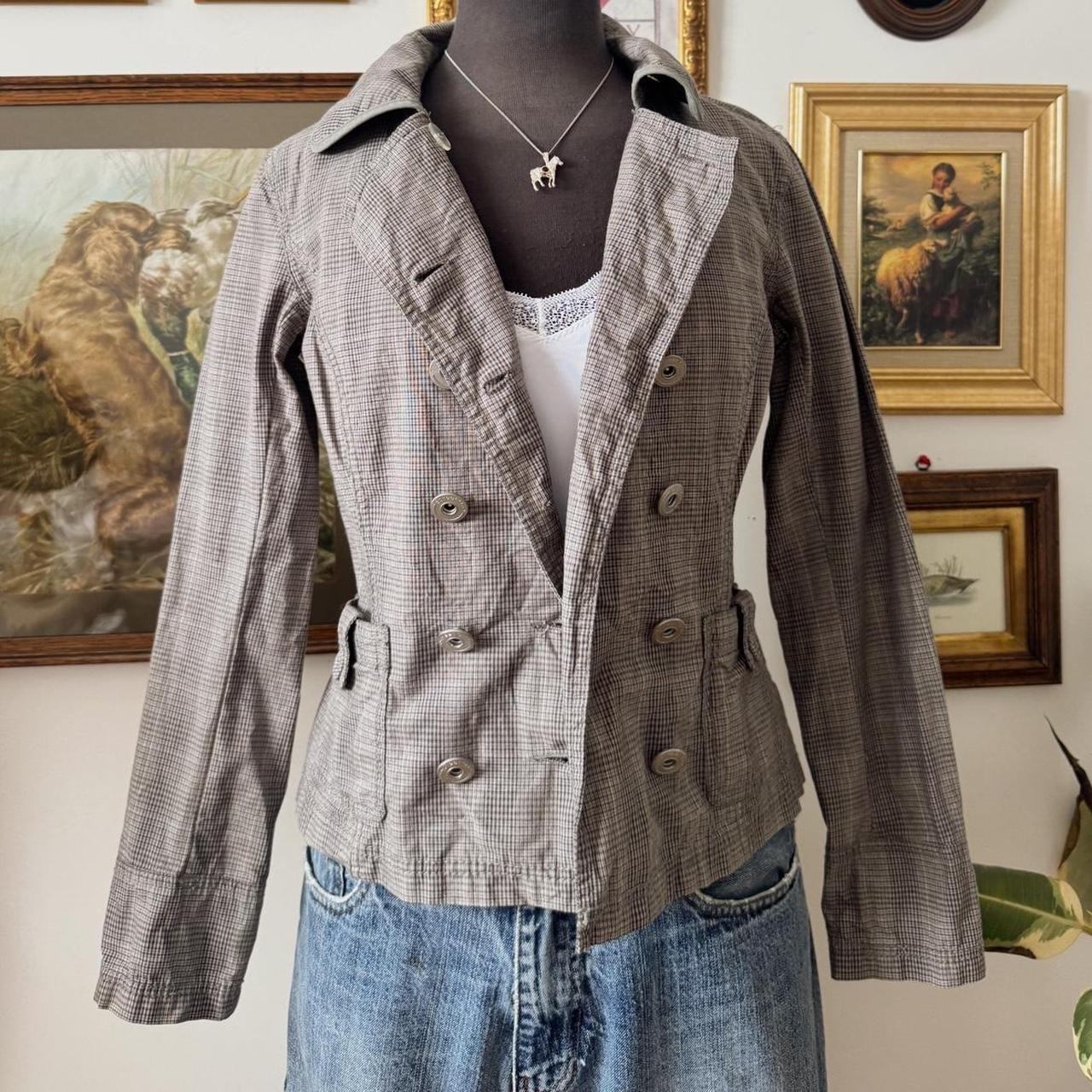 Grey y2k plaid vintage jacket (S)