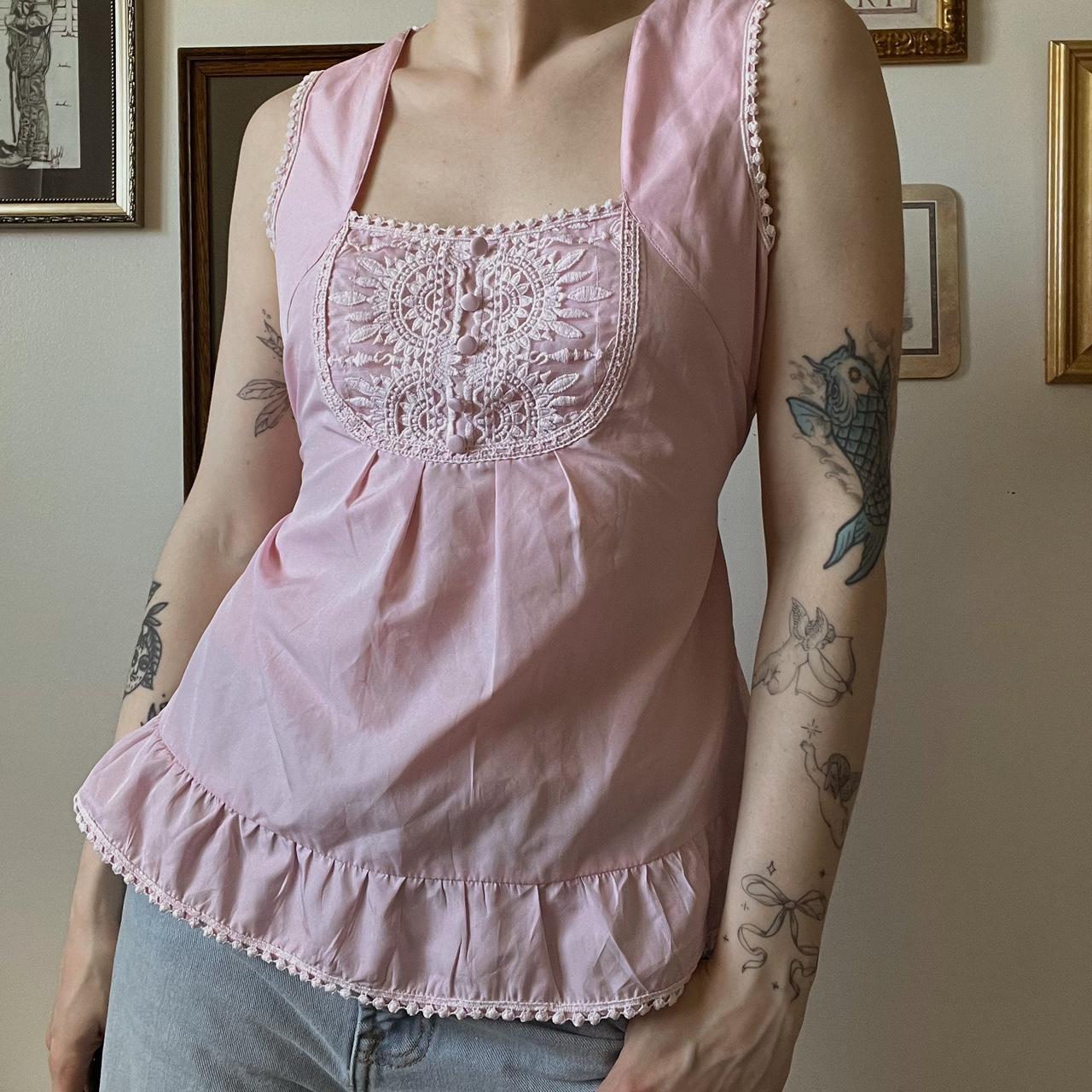 Pink babydoll tank top (M)