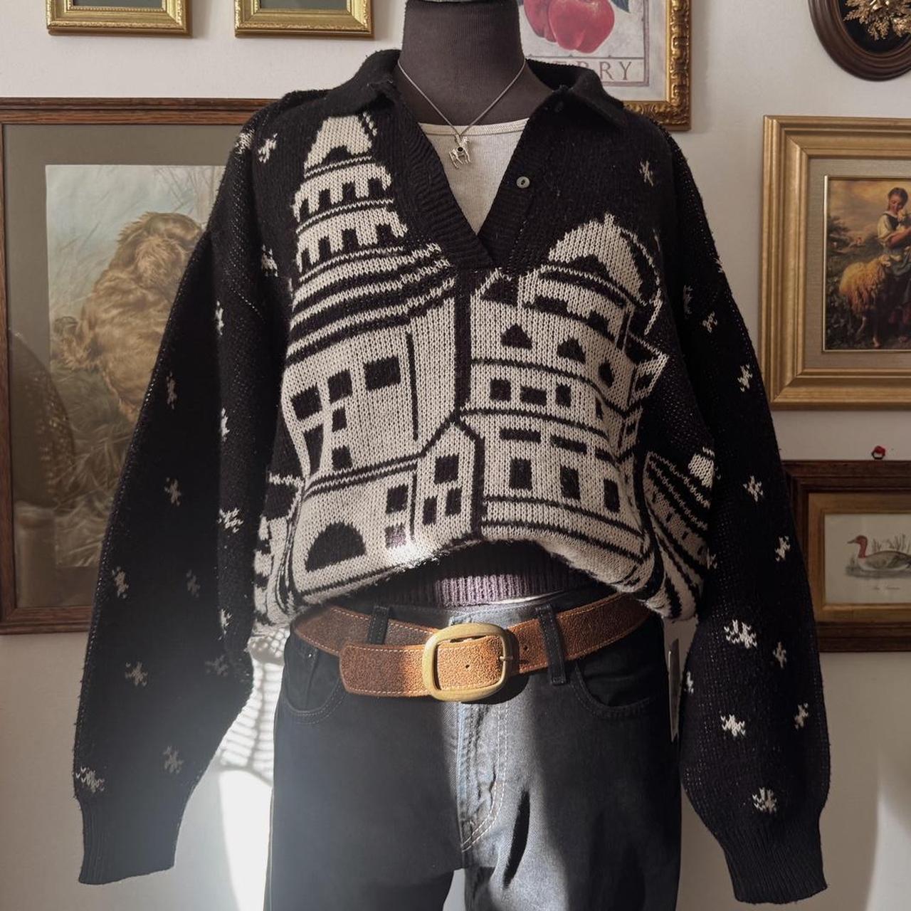 Vintage 80s starry night sweater (L)