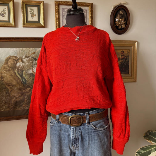 Vintage bright orange knit jumper (L)