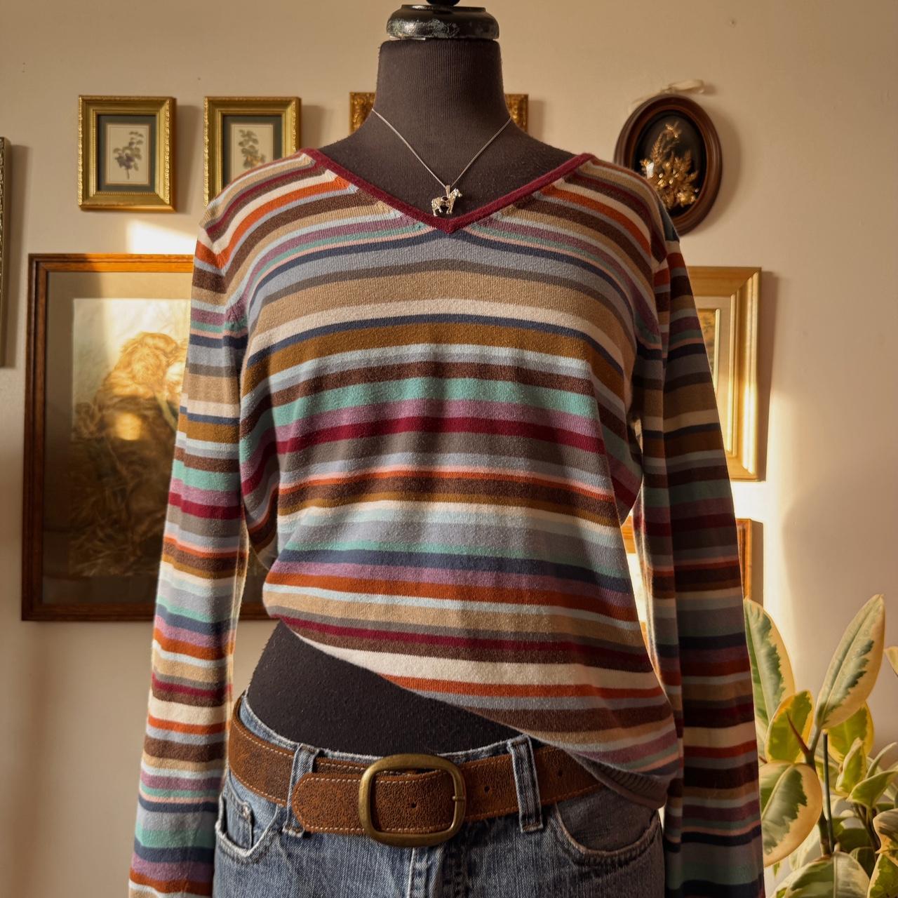 Y2K multi striped knit sweater (L)