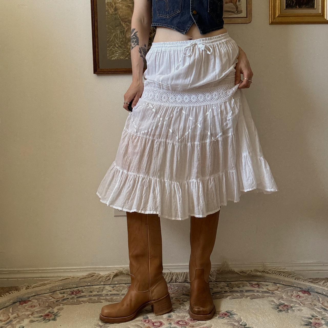 White tiered midi skirt (S/M)