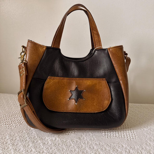 Western style star leather bag