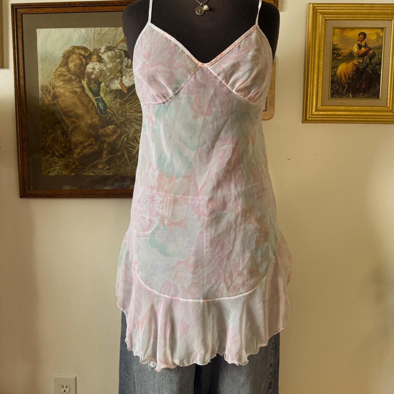 Pink floral fairy slip dress (M)