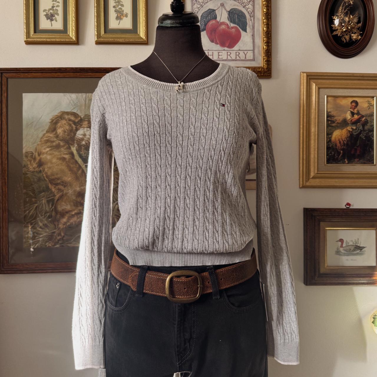 Cotton cable knit scoop neck (M)