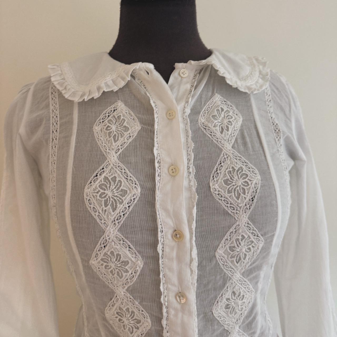 White lace cottage ruffle blouse (S)