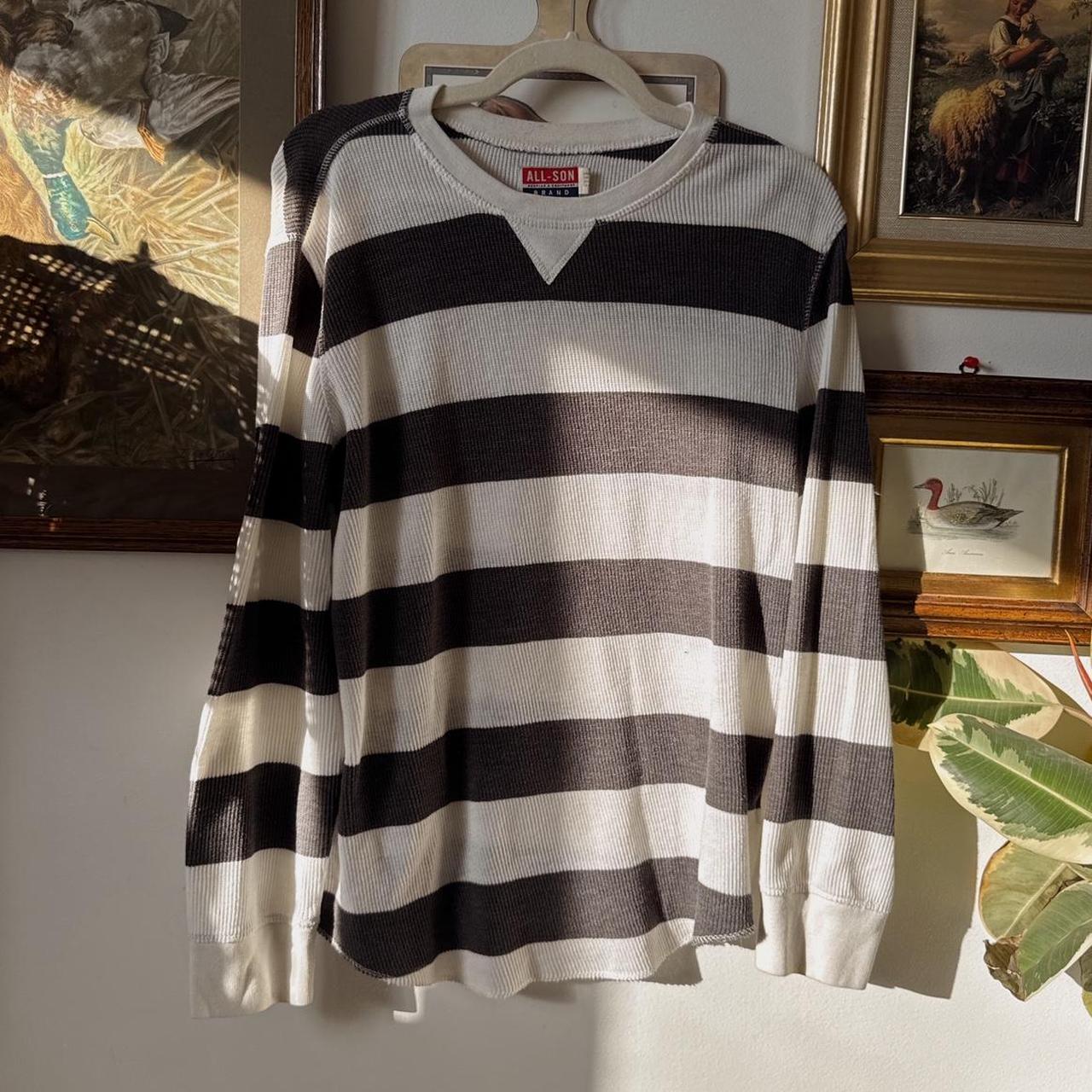 Cream & grey striped raglan longsleeve (L)