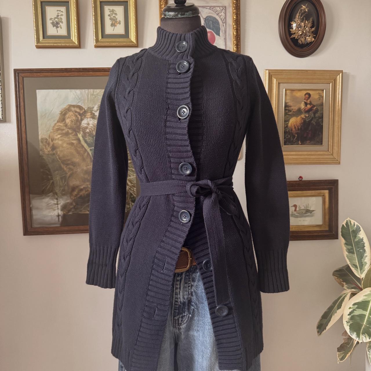 Y2K navy knit long cardigan (XS)