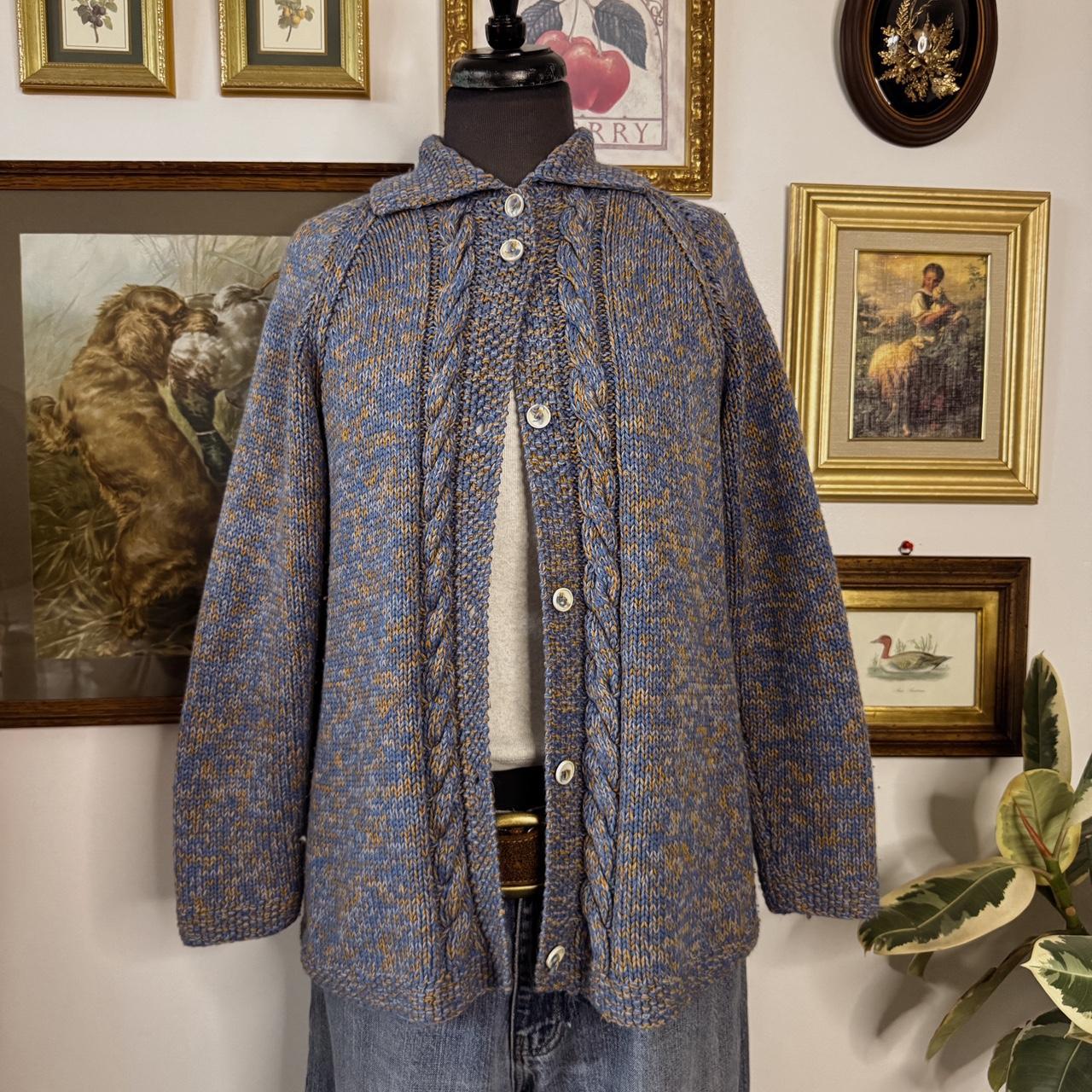 Blue & orange knit cardigan (M)