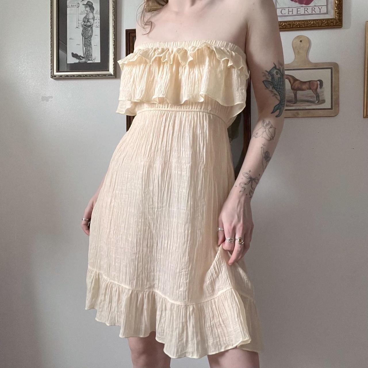 Vintage ruffle mini dress (S)