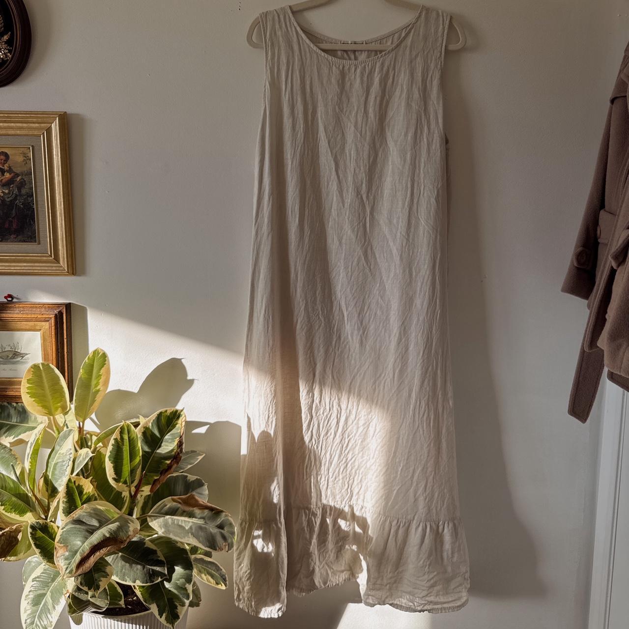 Cream linen ruffle maxi dress (XL)