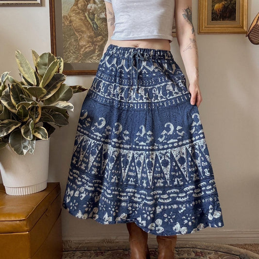Vintage boho midi skirt (S)