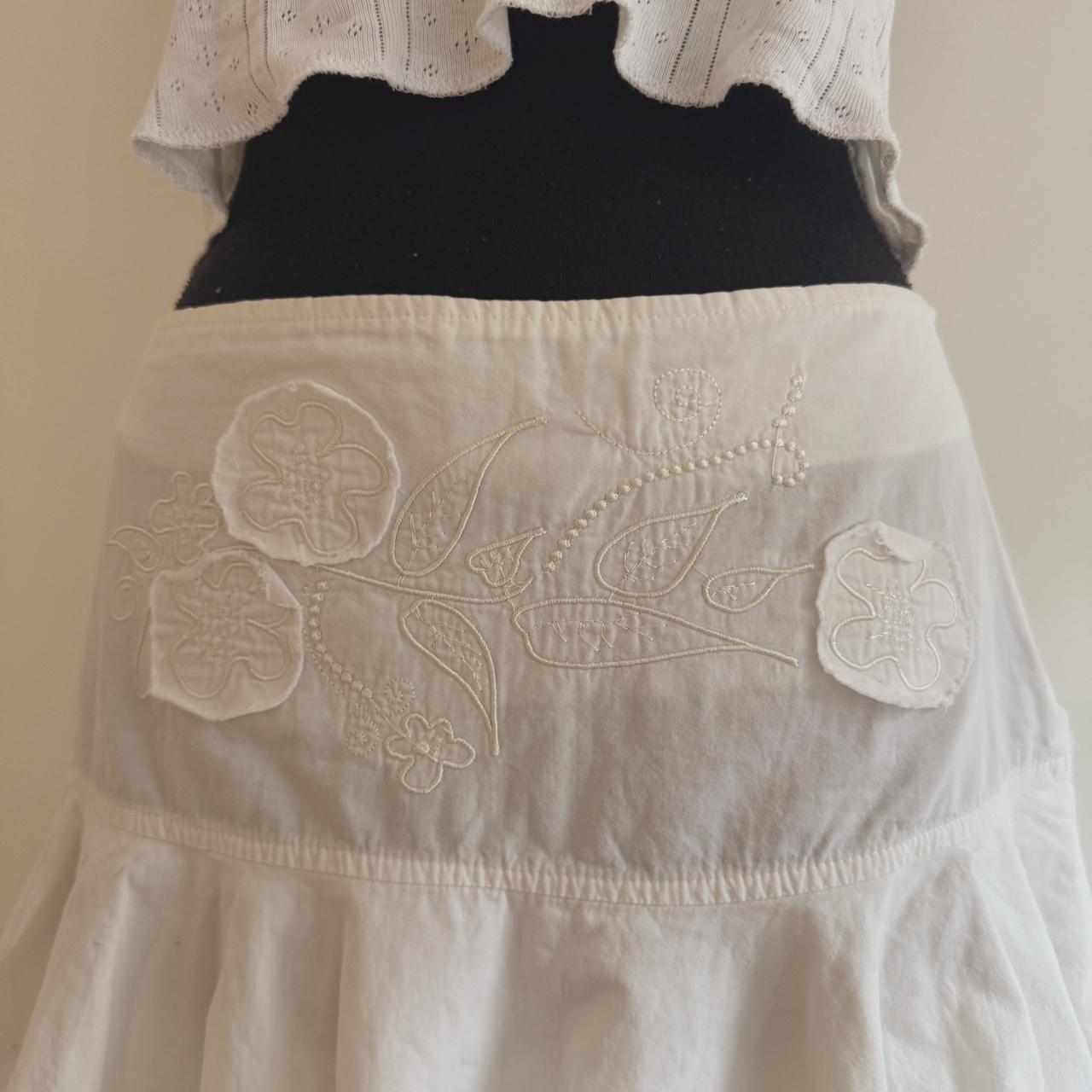 Vintage white ruffle mini skirt (S)