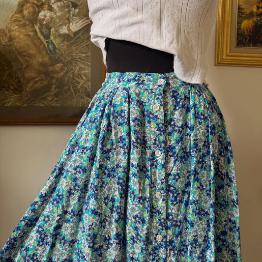 Blue floral maxi skirt (S)