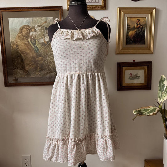 Vintage 70s babydoll ruffle mini dress (XS)