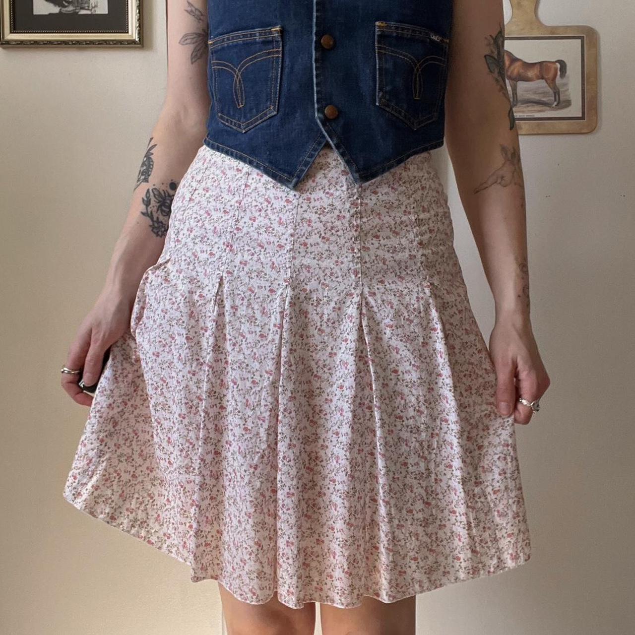 Pink floral midi skirt (26")