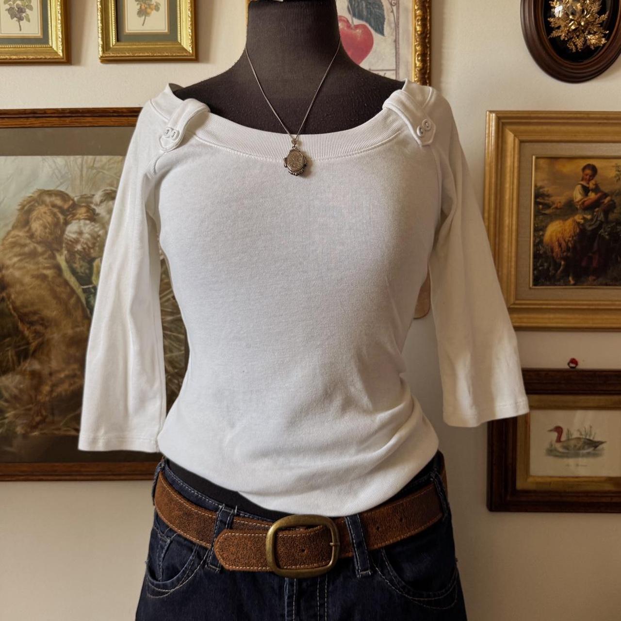 White scoop neck y2k tee (S)