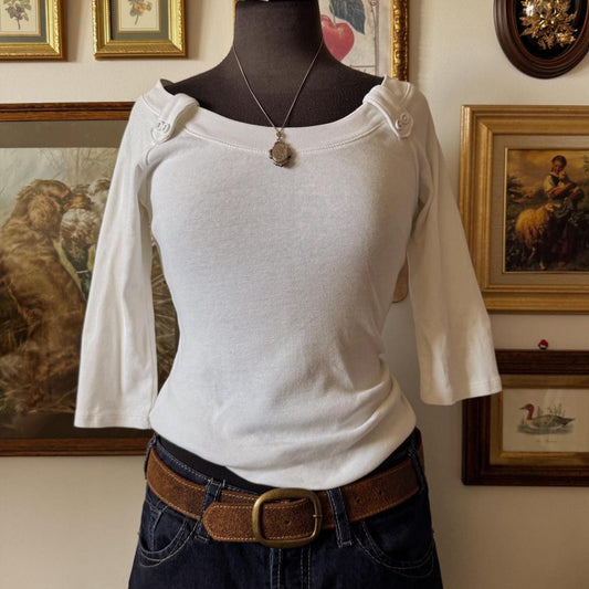 White scoop neck y2k tee (S)