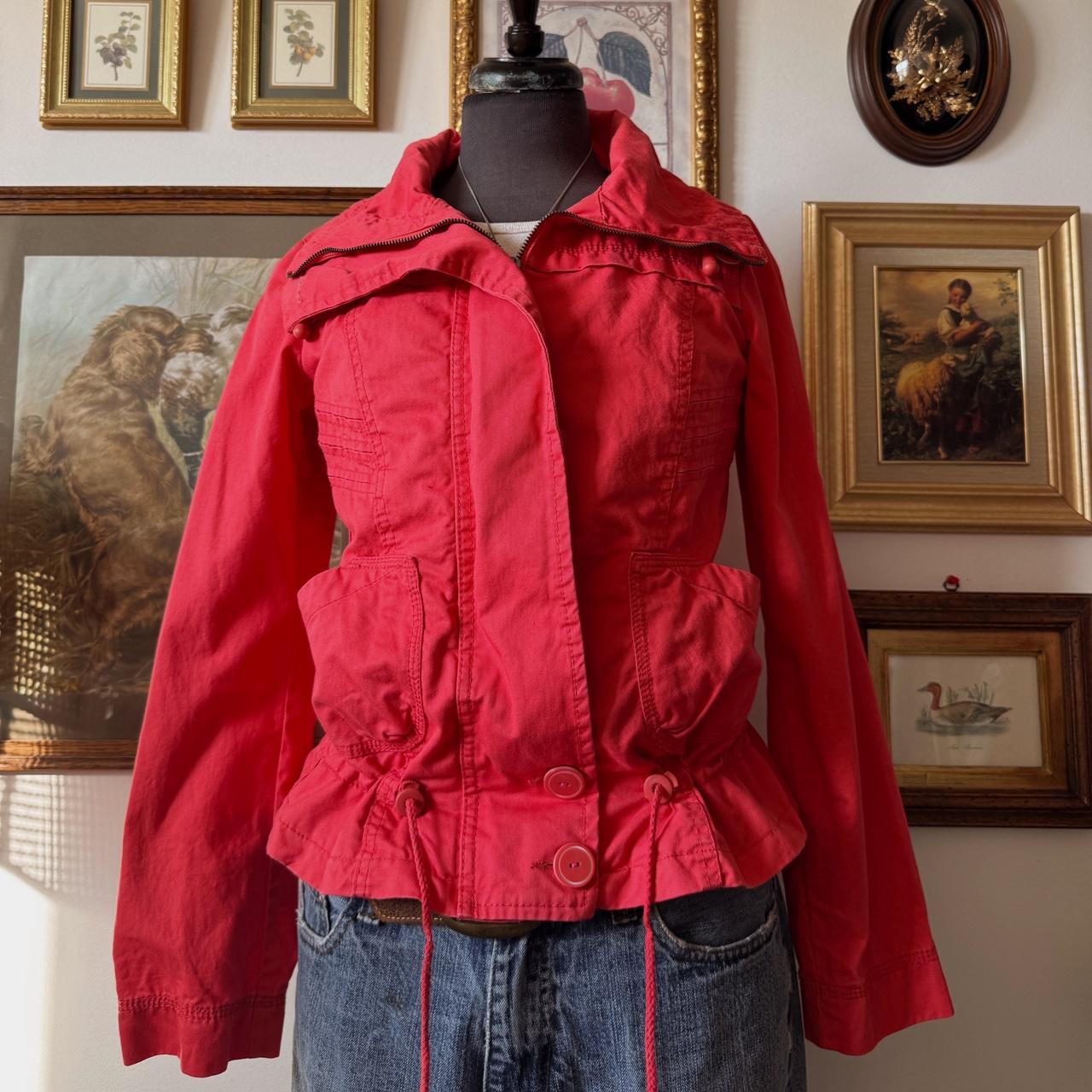 Y2K funnel neck red jacket (S)