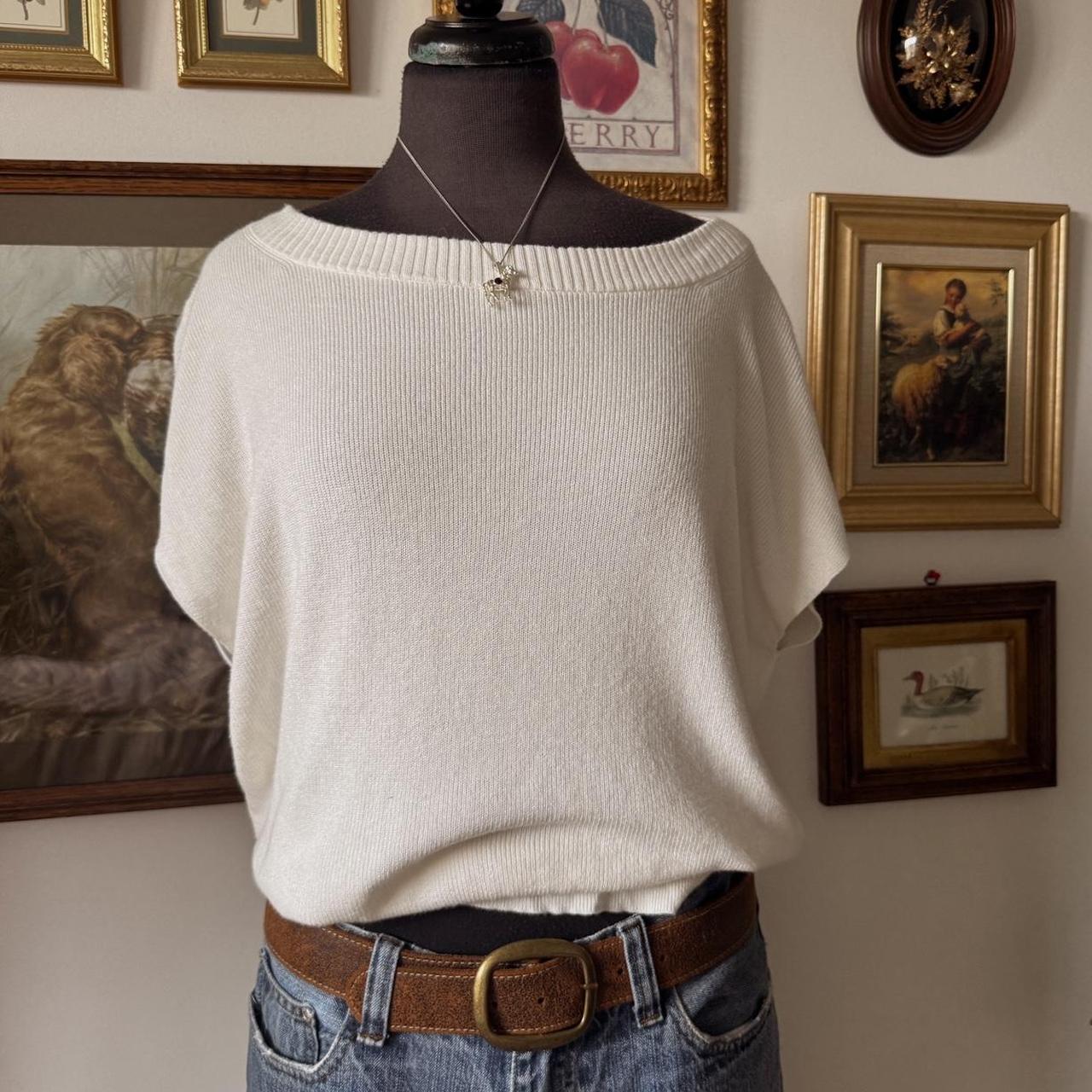 White knit boatneck top (S)