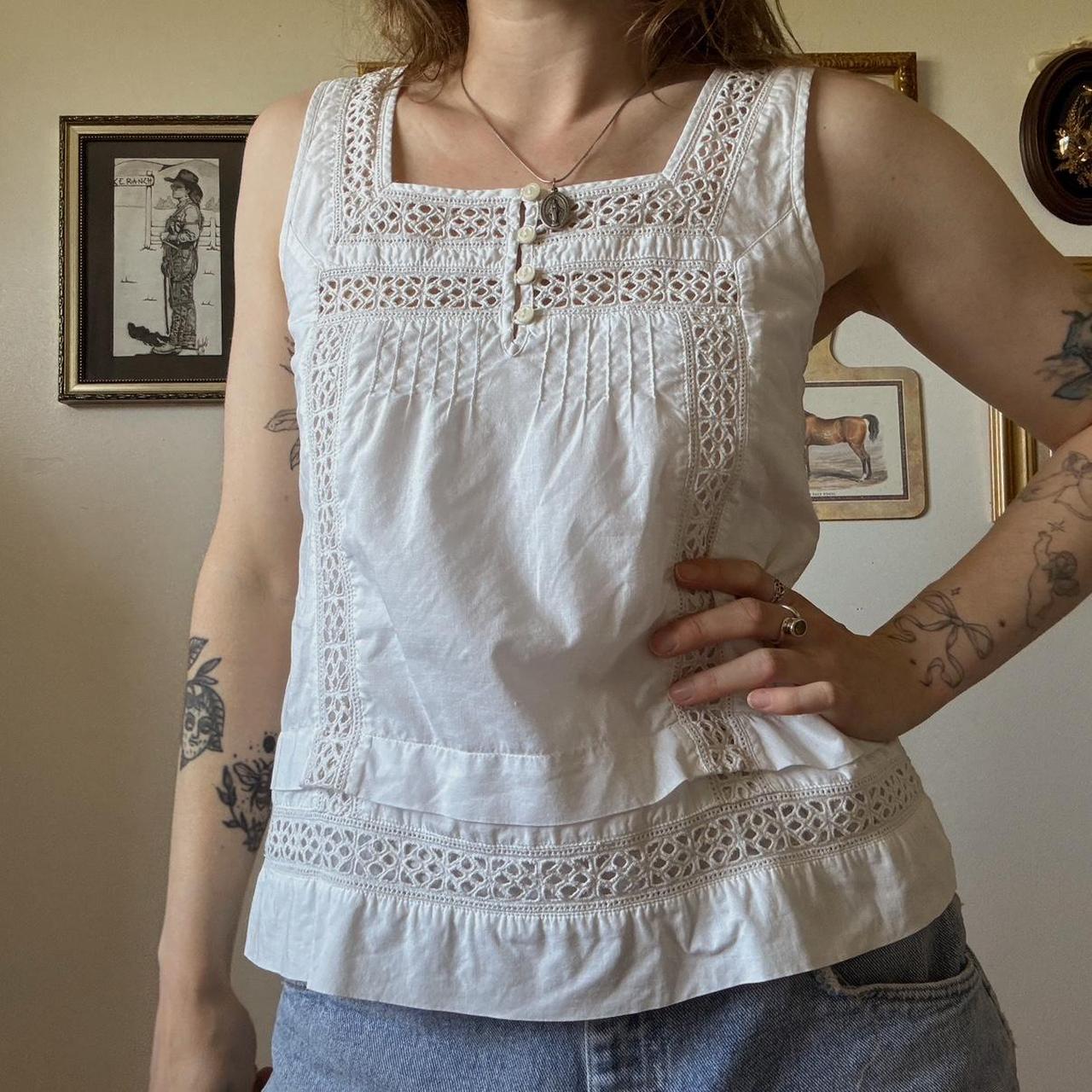 Cotton eyelet tank top (S)