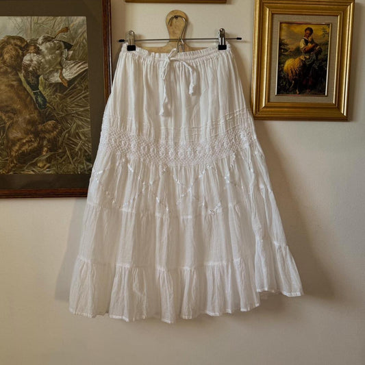 White tiered midi skirt (S/M)