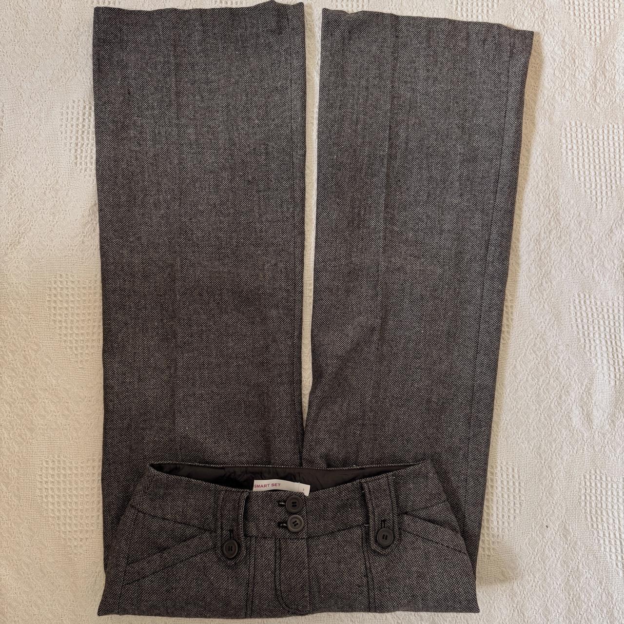 Low rise tweed wide leg trousers (S)