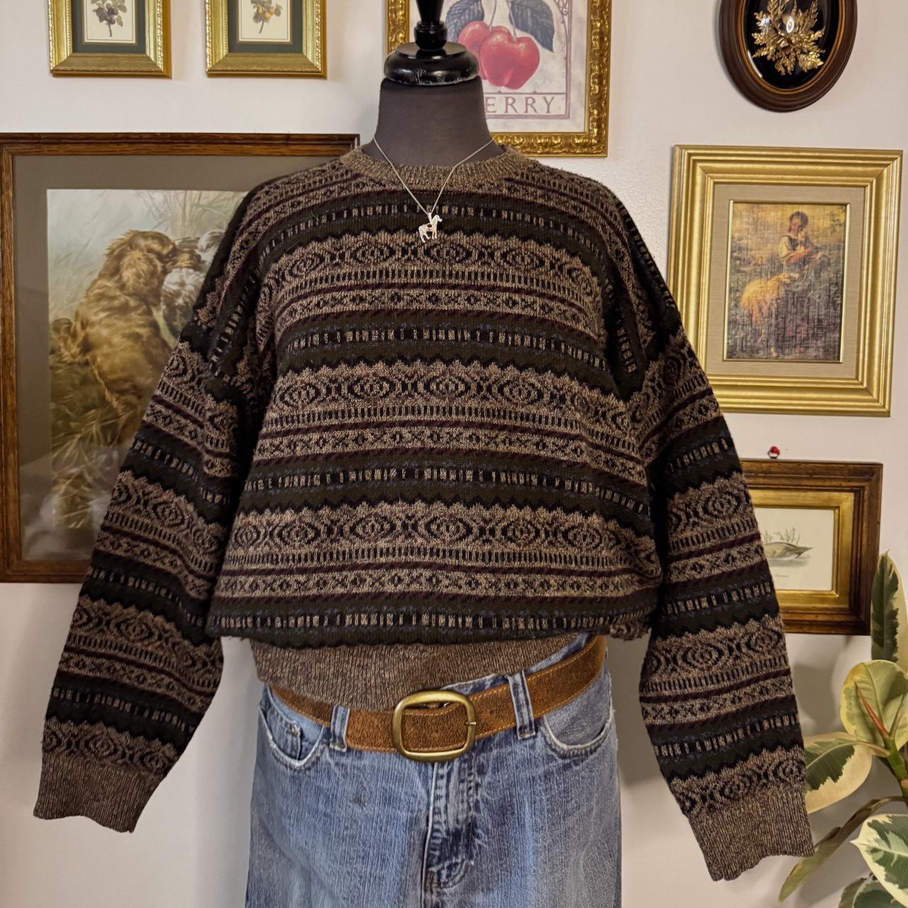 Vintage earthy striped pattern sweater (XL)