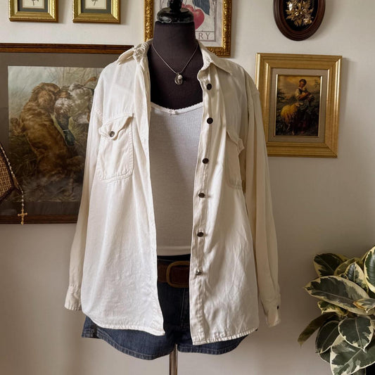 Cream button up shirt (M)