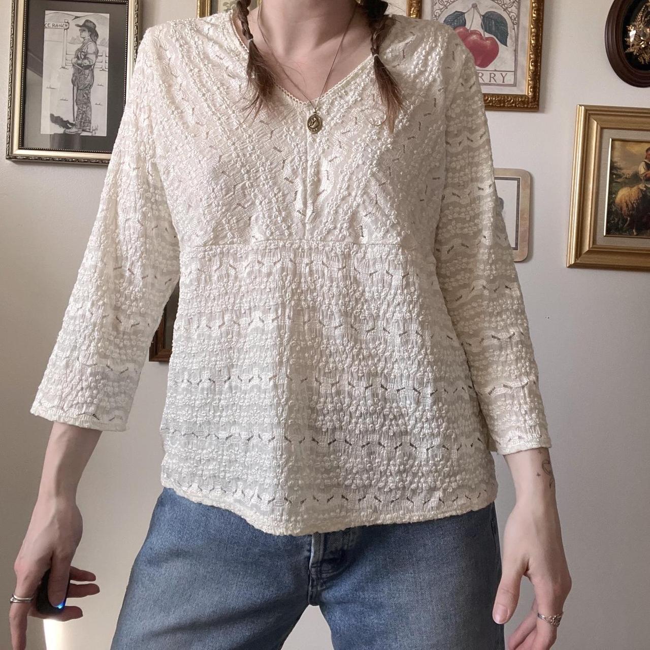 Vintage cream lace blouse (L)