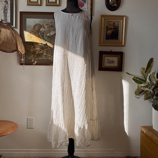 Cream linen ruffle maxi dress (XL)