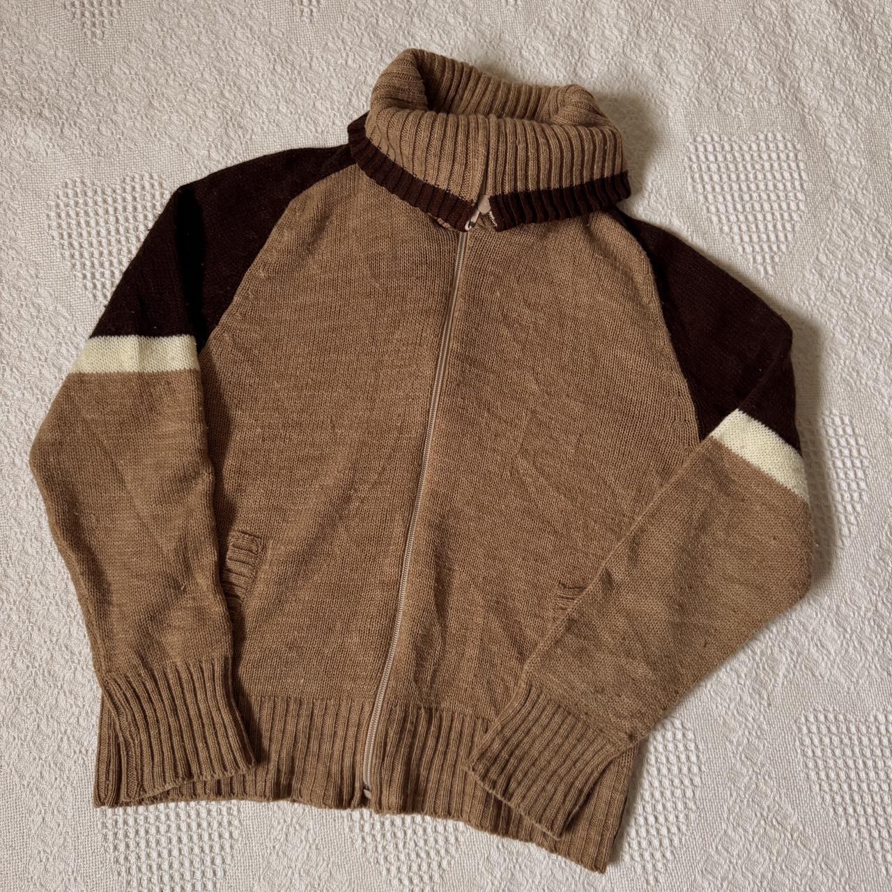 Vintage 70s earthy knit zip up (M)