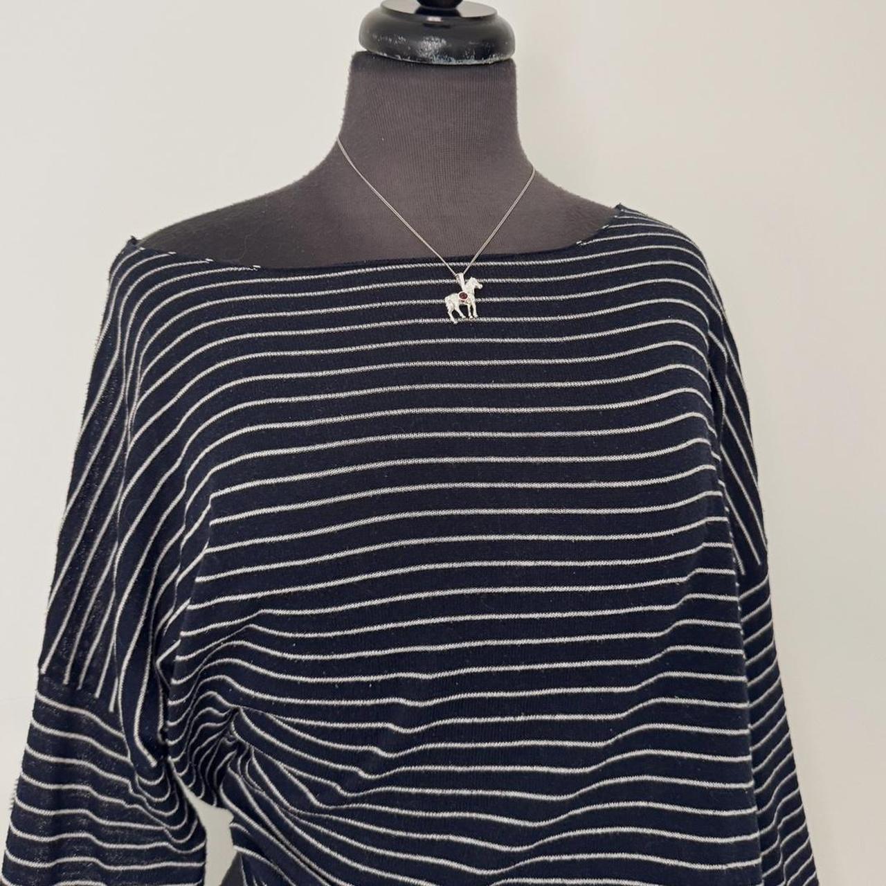 Navy striped boatneck knit top (S)