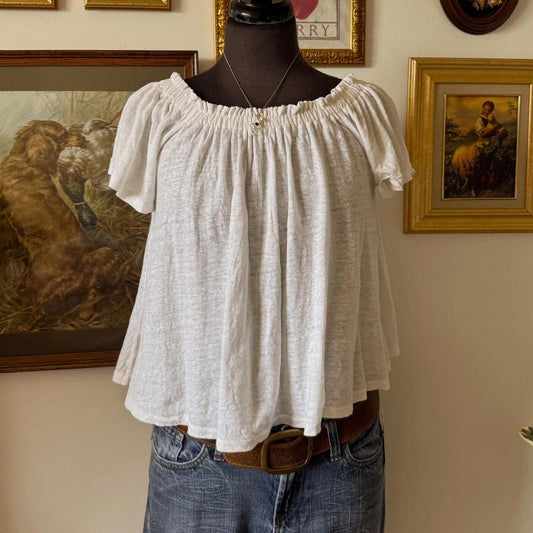 White linen cottage blouse (XS)