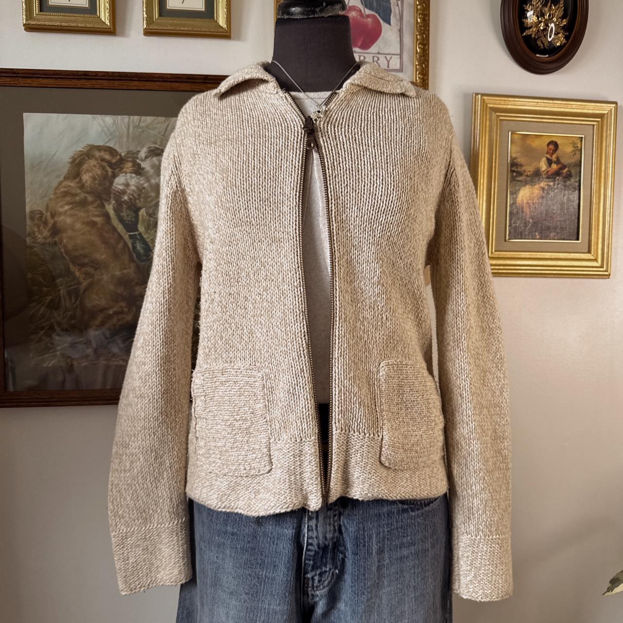 Soft cream knit zip up (M)
