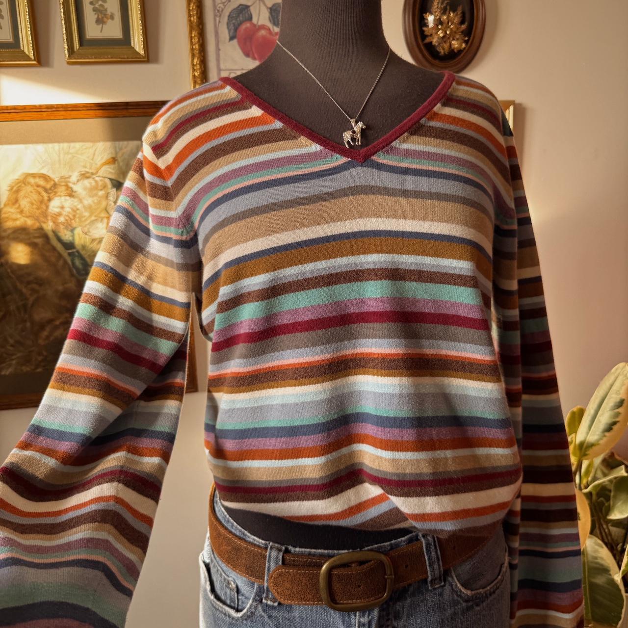 Y2K multi striped knit sweater (L)