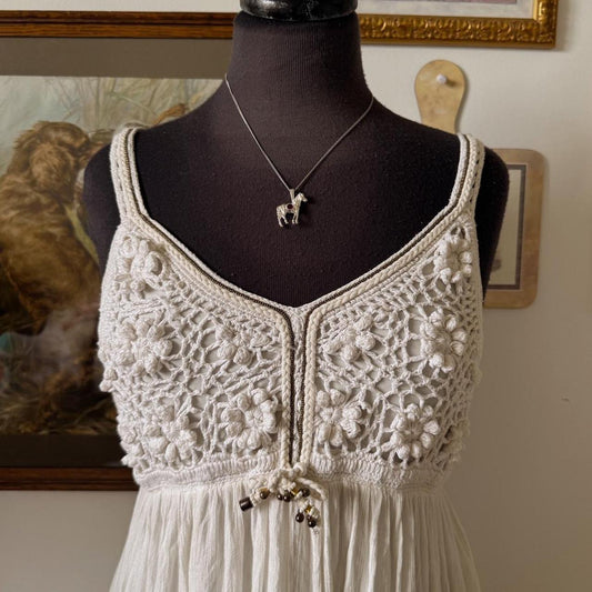 White boho crochet dress (M)
