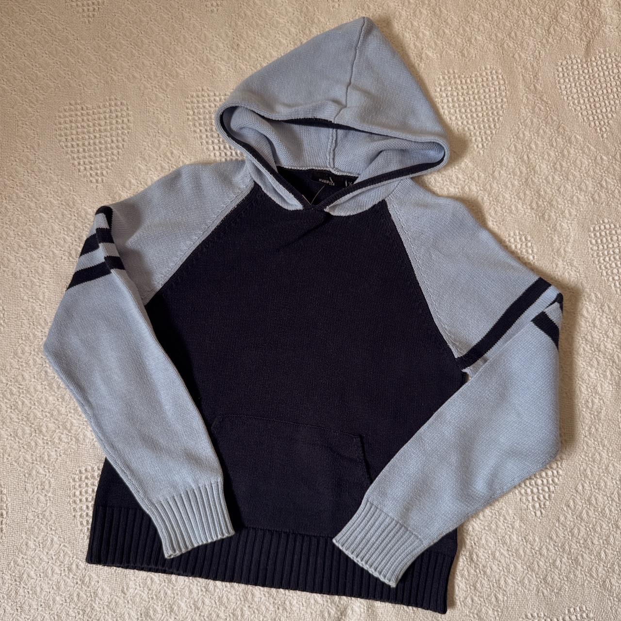 Y2K navy knit hoodie (S)