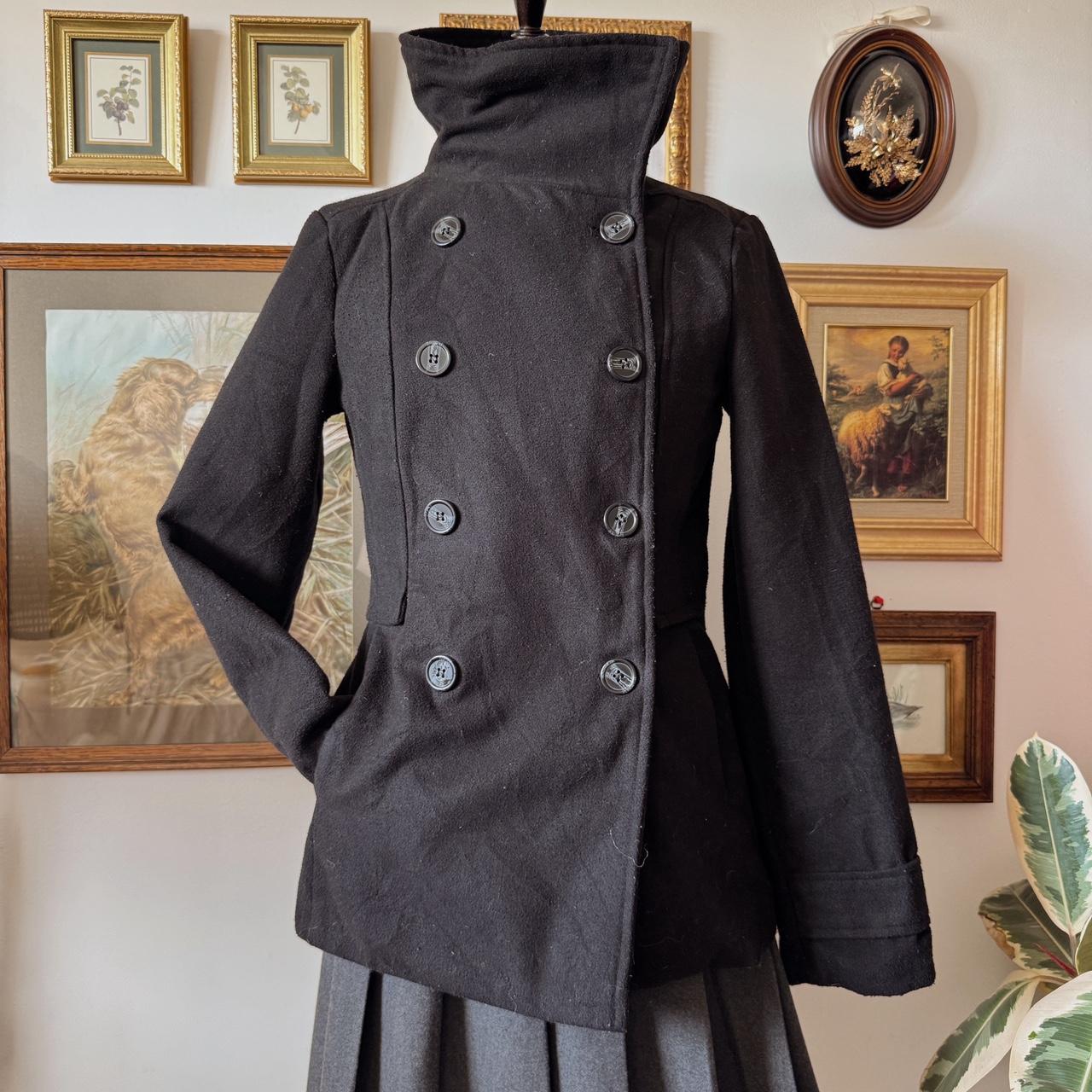 Black funnel neck trench (M)