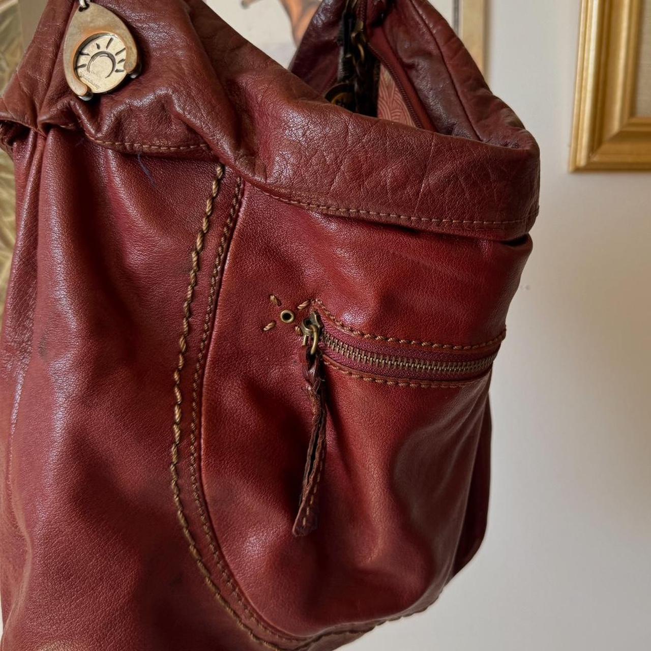 Burgundy leather slouch bag