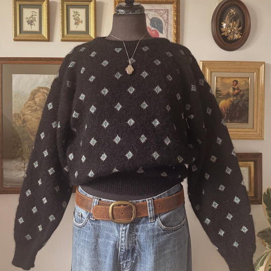 Black diamond vintage knit sweater (S)